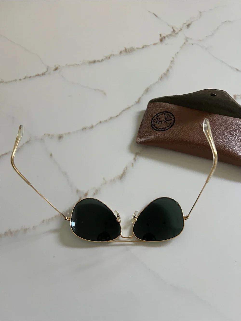 Ray-Ban Aviator Sunglasses - Gold Frame with Dark Green Lenses